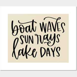 Boat Waves Sun Rays Lake Days Posters and Art